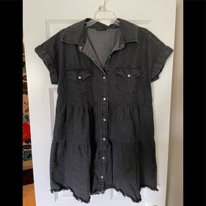 Vici black denim babydoll dress
